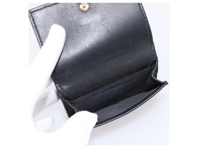 Portafoglio compatto Christian Dior in pelle nera e oro Auth 198767A Nero D'oro - vista 8