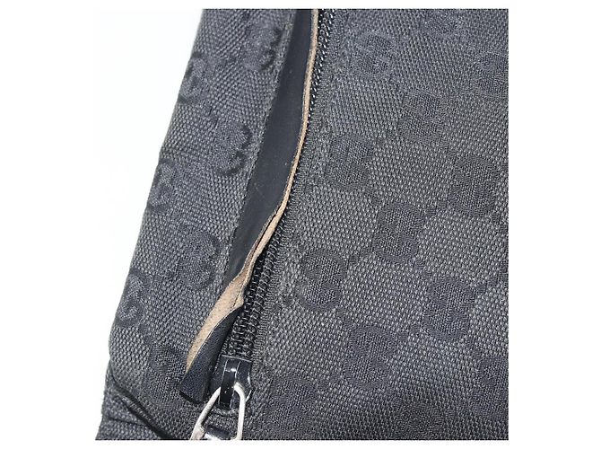 Riñonera GUCCI GG Canvas Negra Plata 28566 Auth 194295 Negro - vista 10