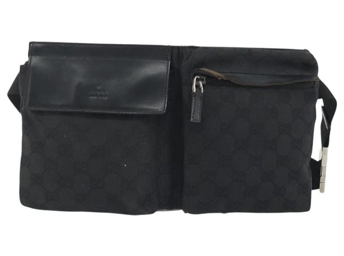 Riñonera GUCCI GG Canvas Negra Plata 28566 Auth 194295 Negro - vista 13