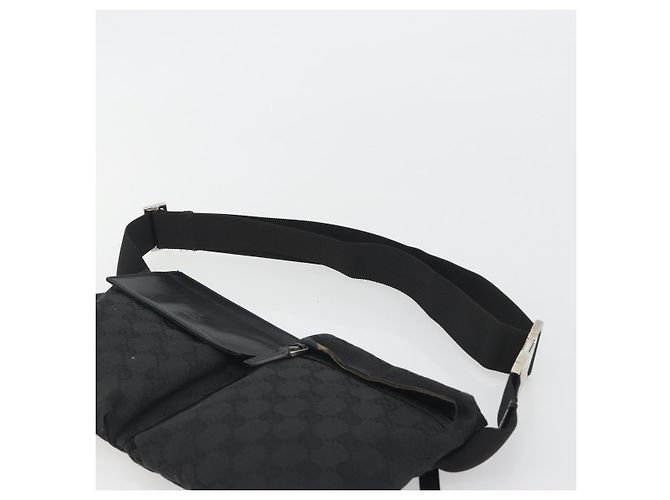 Riñonera GUCCI GG Canvas Negra Plata 28566 Auth 194295 Negro - vista 14