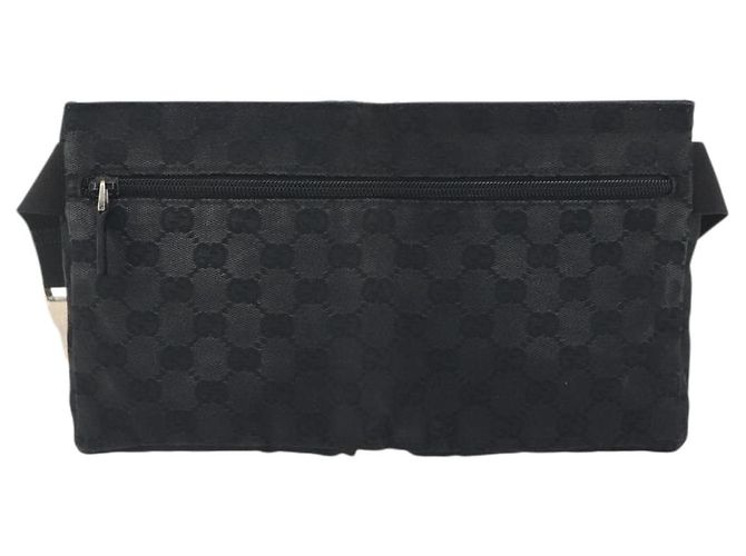 Riñonera GUCCI GG Canvas Negra Plata 28566 Auth 194295 Negro - vista 2