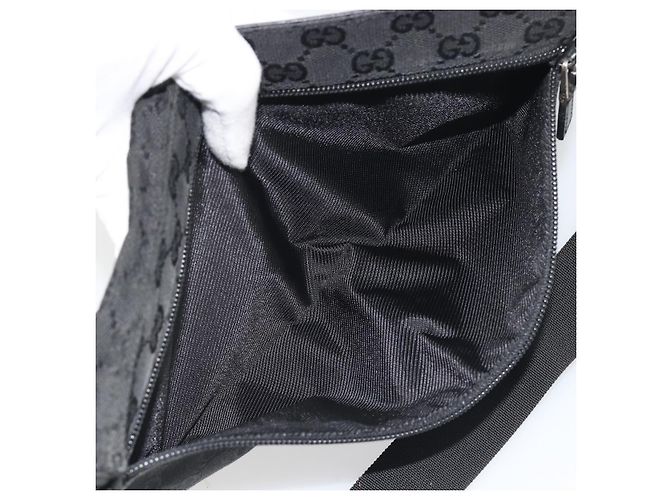 Riñonera GUCCI GG Canvas Negra Plata 28566 Auth 194295 Negro - vista 22