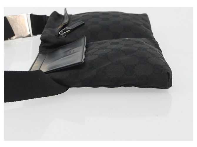 Riñonera GUCCI GG Canvas Negra Plata 28566 Auth 194295 Negro - vista 4