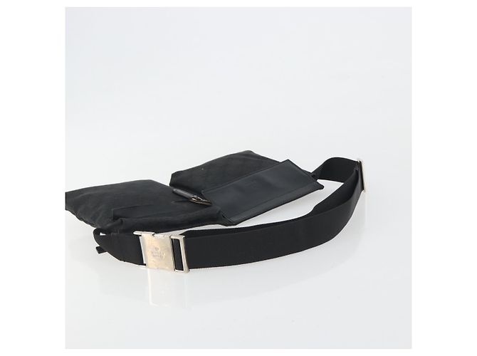 Riñonera GUCCI GG Canvas Negra Plata 28566 Auth 194295 Negro - vista 7