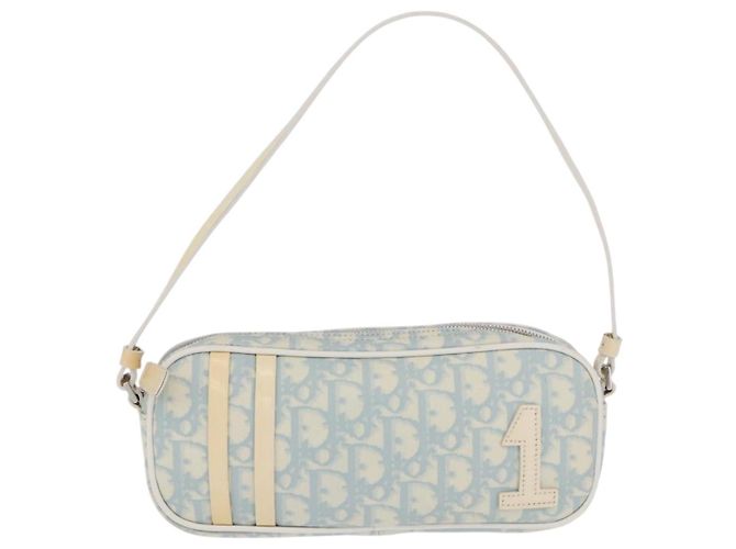 Pochette à main Christian Dior Trotter Canvas PVC Bleu Clair Argent Auth ka5724A Argenté - vue 13