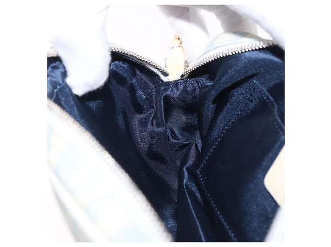 Pochette à main Christian Dior Trotter Canvas PVC Bleu Clair Argent Auth ka5724A Argenté - vue 19