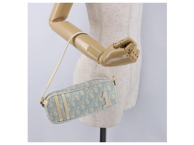 Pochette à main Christian Dior Trotter Canvas PVC Bleu Clair Argent Auth ka5724A Argenté - vue 21