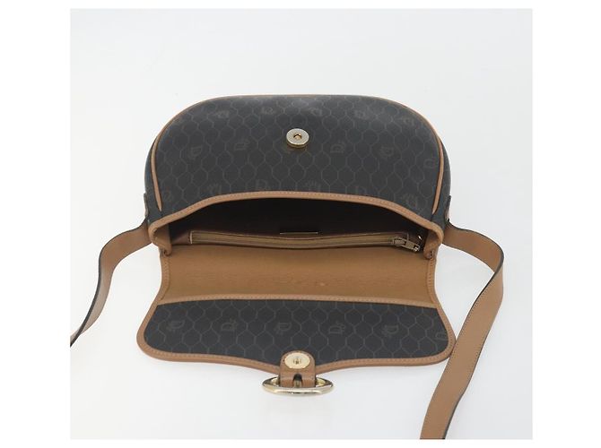Sac à épaule Christian Dior Honeycomb PVC Leather Black Gold Tone Auth BA14833 Noir - vue 10