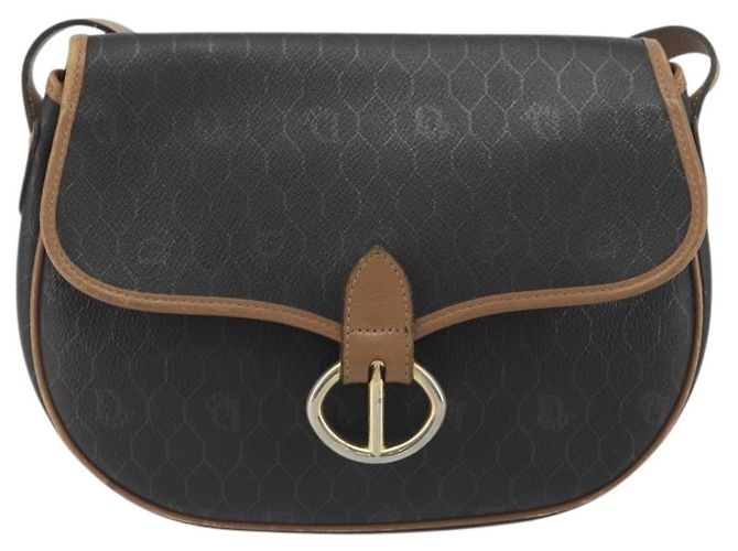 Sac à épaule Christian Dior Honeycomb PVC Leather Black Gold Tone Auth BA14833 Noir - vue 13