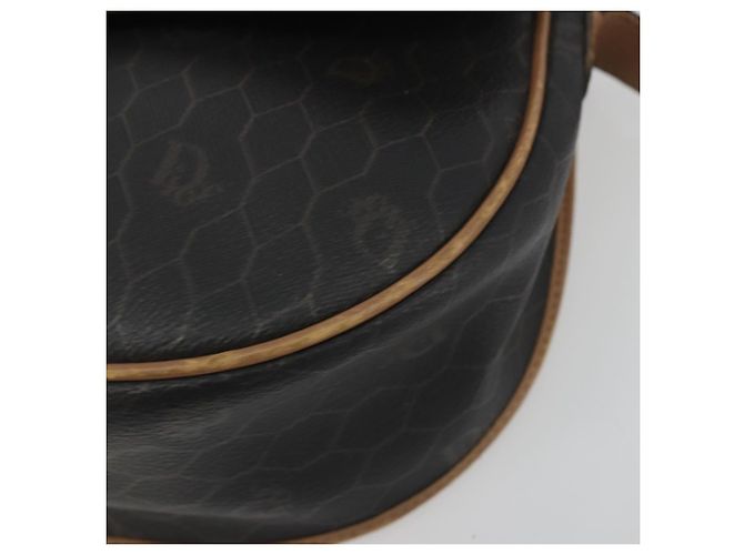 Sac à épaule Christian Dior Honeycomb PVC Leather Black Gold Tone Auth BA14833 Noir - vue 14