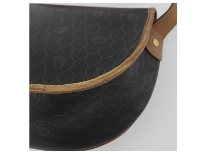 Sac à épaule Christian Dior Honeycomb PVC Leather Black Gold Tone Auth BA14833 Noir - vue 16