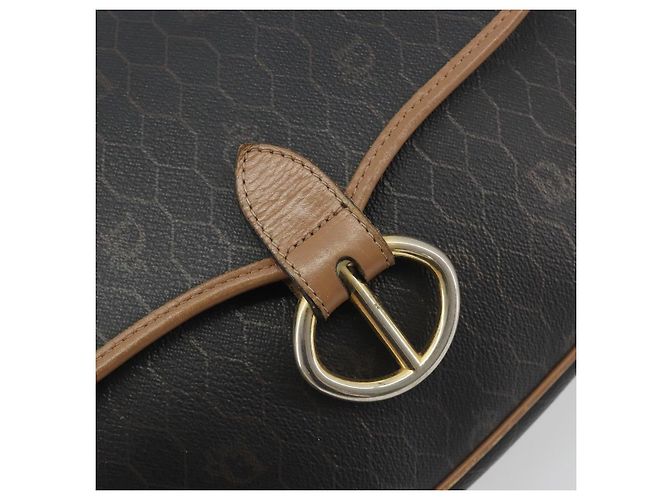 Sac à épaule Christian Dior Honeycomb PVC Leather Black Gold Tone Auth BA14833 Noir - vue 17