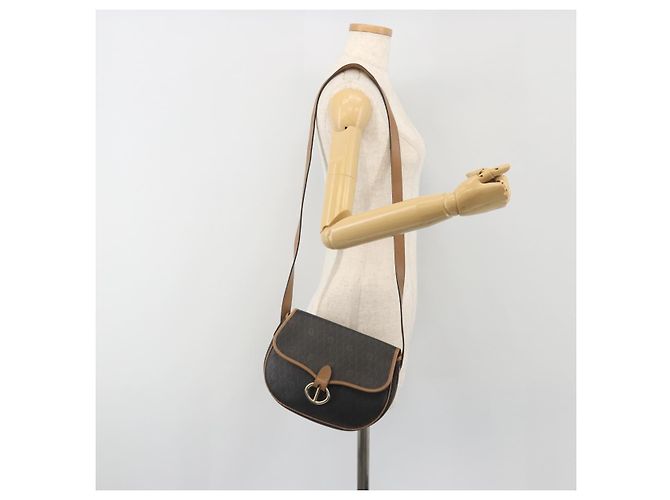 Sac à épaule Christian Dior Honeycomb PVC Leather Black Gold Tone Auth BA14833 Noir - vue 23