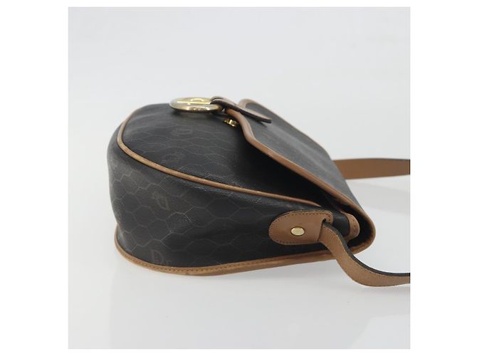 Sac à épaule Christian Dior Honeycomb PVC Leather Black Gold Tone Auth BA14833 Noir - vue 3