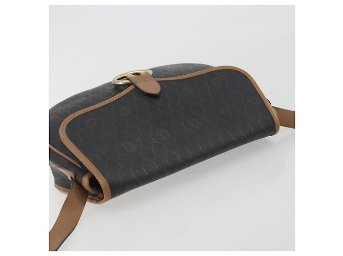 Sac à épaule Christian Dior Honeycomb PVC Leather Black Gold Tone Auth BA14833 Noir - vue 6