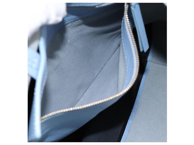 Céline Borsa a mano CELINE Horizontal Kabbalaj in pelle Blu Chiaro Oro Auth 198720A D'oro - vista 11