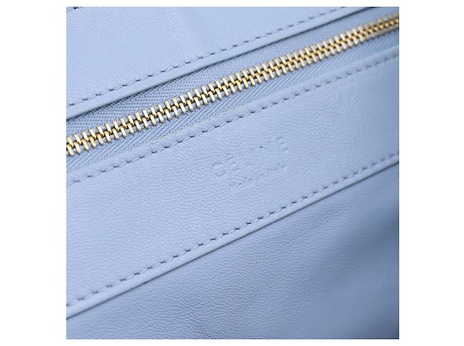 Céline Borsa a mano CELINE Horizontal Kabbalaj in pelle Blu Chiaro Oro Auth 198720A D'oro - vista 17