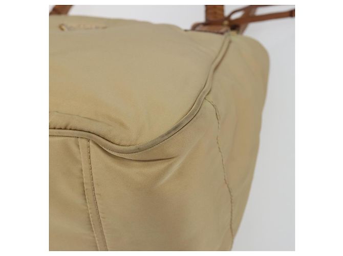 Bolso Tote PRADA Nylon Beige Gold Auth 195771V Dorado - vista 14