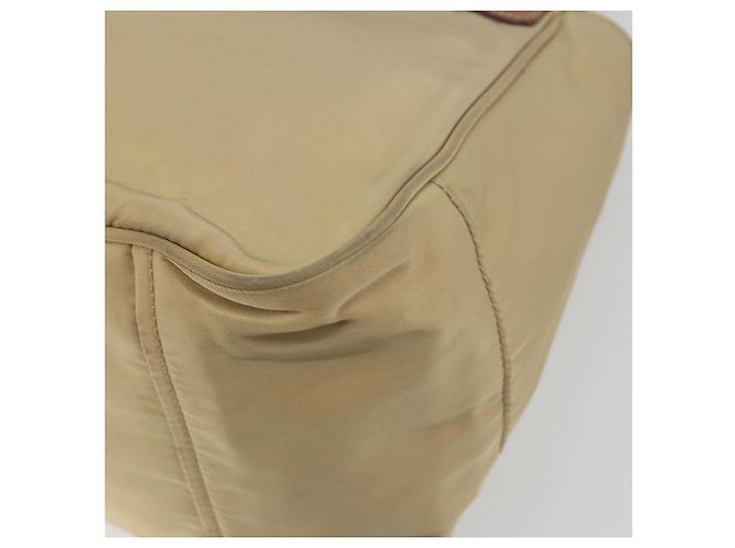 Bolso Tote PRADA Nylon Beige Gold Auth 195771V Dorado - vista 16