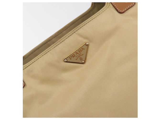 Bolso Tote PRADA Nylon Beige Gold Auth 195771V Dorado - vista 18