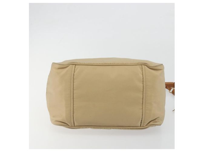 Bolso Tote PRADA Nylon Beige Gold Auth 195771V Dorado - vista 5
