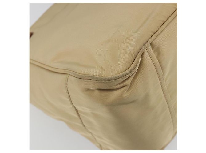 Bolso Tote PRADA Nylon Beige Gold Auth 195771V Dorado - vista 9