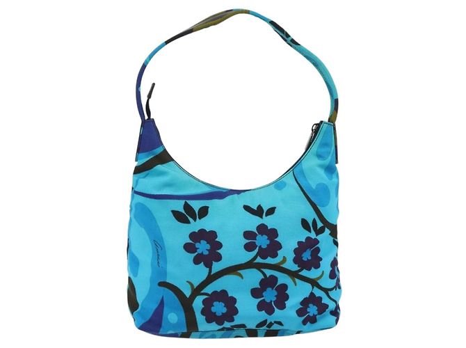 Borsa a Tracolla GUCCI Canvas Blu Argento 001 9386 Auth 197134A - vista 2