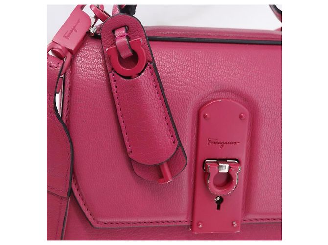 Borsa Salvatore Ferragamo Gancini in pelle 2way Rosa Argento Auth 196358A - vista 18