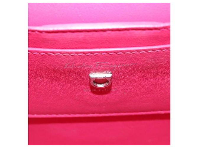 Borsa Salvatore Ferragamo Gancini in pelle 2way Rosa Argento Auth 196358A - vista 20