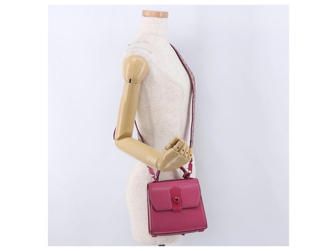 Borsa Salvatore Ferragamo Gancini in pelle 2way Rosa Argento Auth 196358A - vista 24