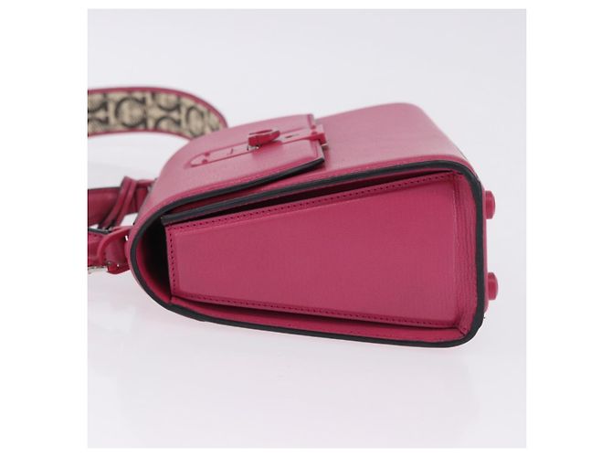 Borsa Salvatore Ferragamo Gancini in pelle 2way Rosa Argento Auth 196358A - vista 4