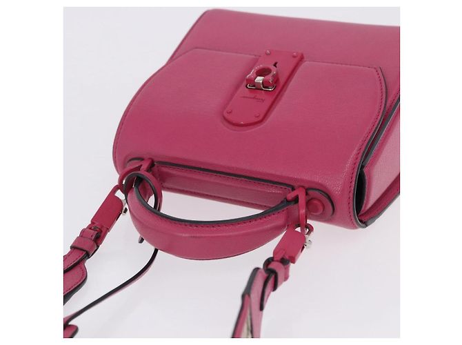 Borsa Salvatore Ferragamo Gancini in pelle 2way Rosa Argento Auth 196358A - vista 6