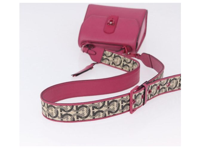Borsa Salvatore Ferragamo Gancini in pelle 2way Rosa Argento Auth 196358A - vista 9
