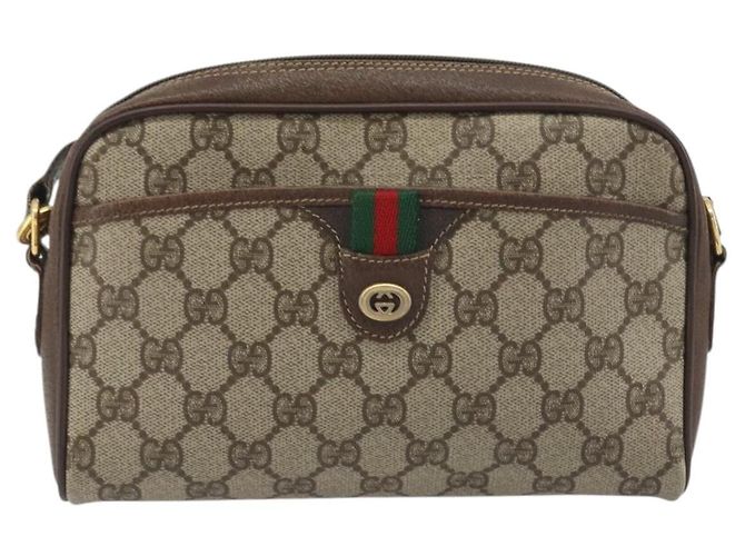 Borsa GUCCI GG Supreme Web Sherry Line PVC Beige Oro 116 02 089 Auth ka5771 D'oro - vista 13