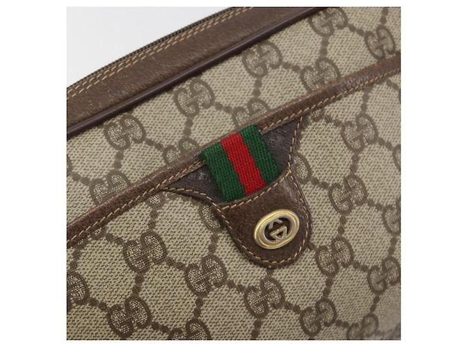 Borsa GUCCI GG Supreme Web Sherry Line PVC Beige Oro 116 02 089 Auth ka5771 D'oro - vista 18