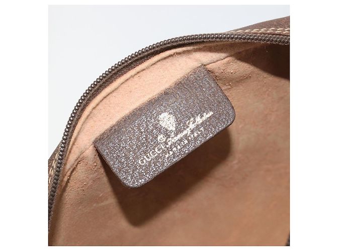 Borsa GUCCI GG Supreme Web Sherry Line PVC Beige Oro 116 02 089 Auth ka5771 D'oro - vista 19