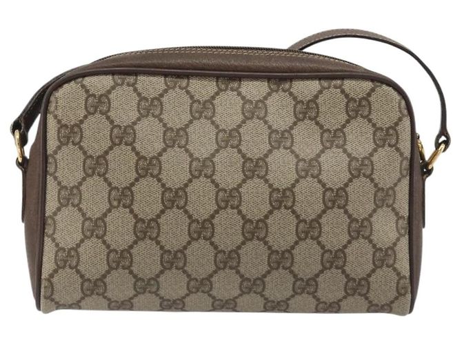 Borsa GUCCI GG Supreme Web Sherry Line PVC Beige Oro 116 02 089 Auth ka5771 D'oro - vista 2