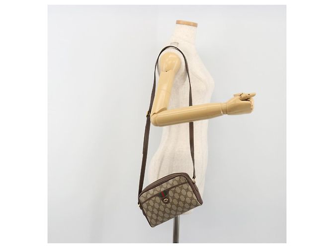 Borsa GUCCI GG Supreme Web Sherry Line PVC Beige Oro 116 02 089 Auth ka5771 D'oro - vista 22