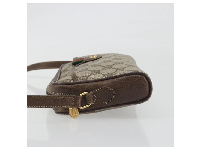 Borsa GUCCI GG Supreme Web Sherry Line PVC Beige Oro 116 02 089 Auth ka5771 D'oro - vista 4