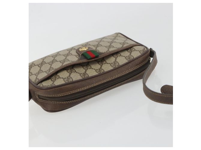 Borsa GUCCI GG Supreme Web Sherry Line PVC Beige Oro 116 02 089 Auth ka5771 D'oro - vista 6
