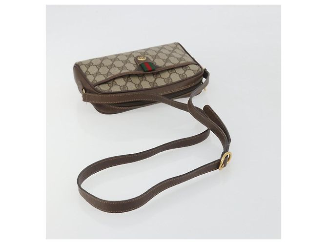 Borsa GUCCI GG Supreme Web Sherry Line PVC Beige Oro 116 02 089 Auth ka5771 D'oro - vista 7