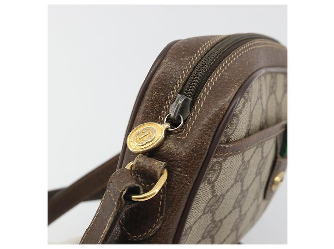 Borsa GUCCI GG Supreme Web Sherry Line PVC Beige Oro 116 02 089 Auth ka5771 D'oro - vista 9