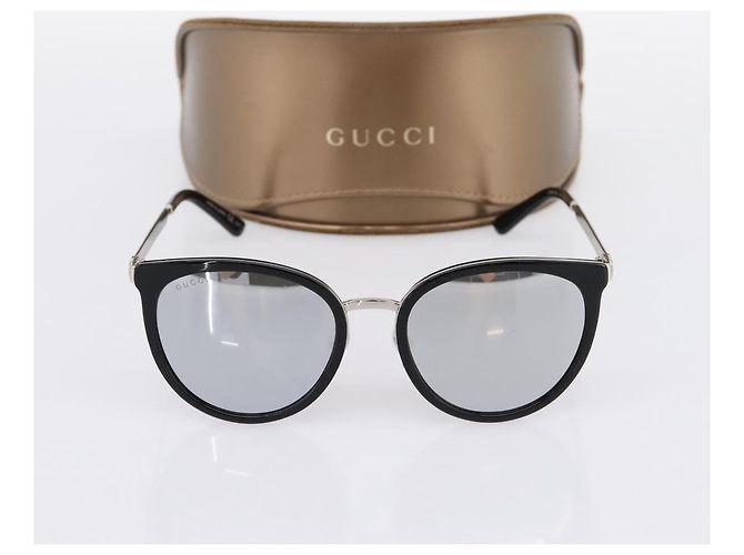 Gafas de sol GUCCI Interlocking G Shelly Metal Black Silver Auth am12315M Negro Plata - vista 12