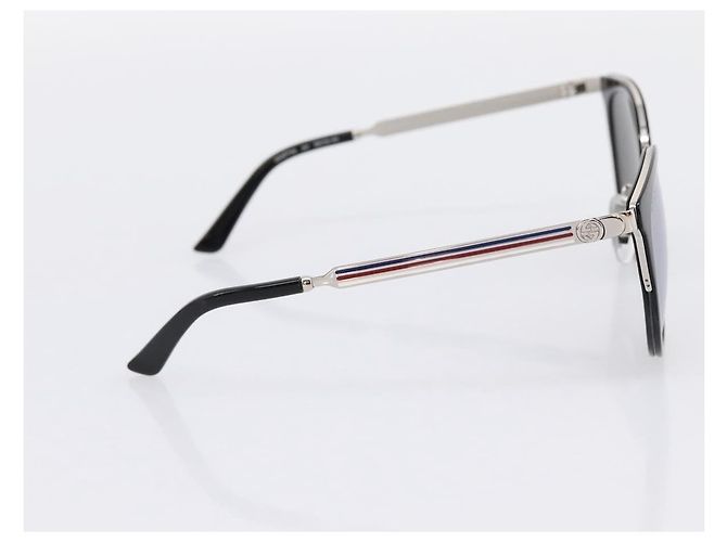 Gafas de sol GUCCI Interlocking G Shelly Metal Black Silver Auth am12315M Negro Plata - vista 3