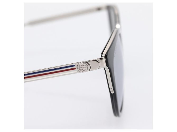 Gafas de sol GUCCI Interlocking G Shelly Metal Black Silver Auth am12315M Negro Plata - vista 4