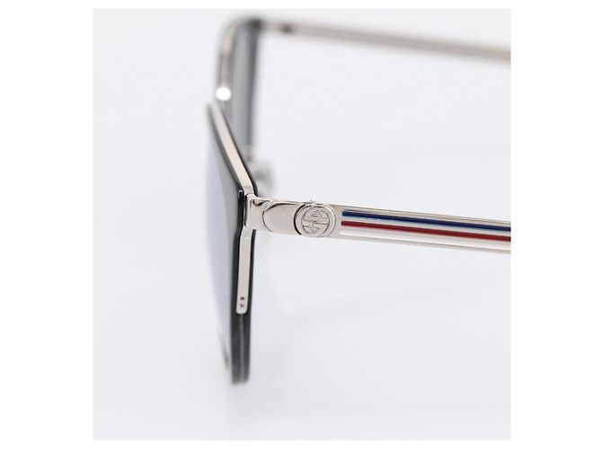 Gafas de sol GUCCI Interlocking G Shelly Metal Black Silver Auth am12315M Negro Plata - vista 6