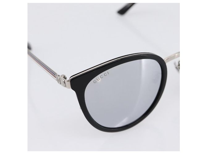 Gafas de sol GUCCI Interlocking G Shelly Metal Black Silver Auth am12315M Negro Plata - vista 7