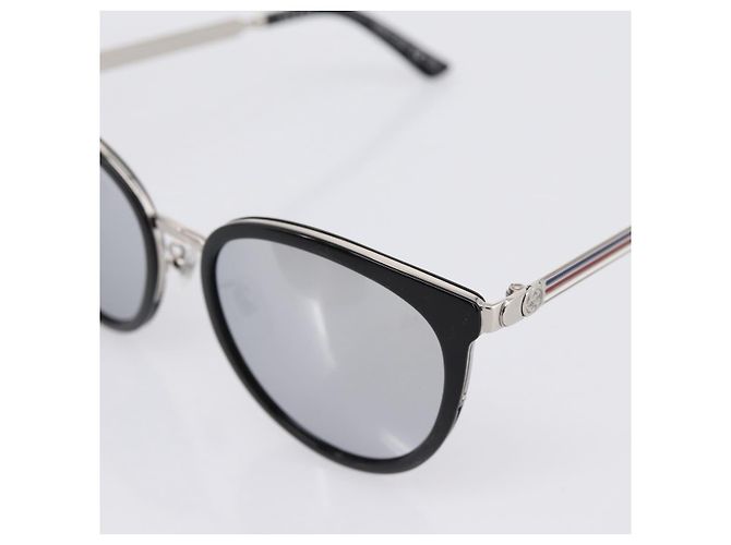 Gafas de sol GUCCI Interlocking G Shelly Metal Black Silver Auth am12315M Negro Plata - vista 8