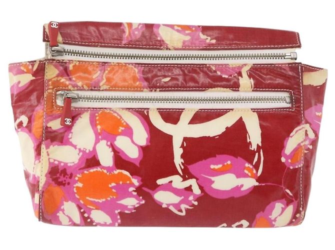 CHANEL High Summer Pouch Beschichtetes Canvas Rot CC Auth 196901 - Ansicht 13