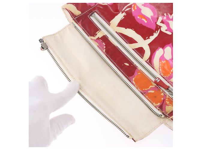 CHANEL High Summer Pouch Beschichtetes Canvas Rot CC Auth 196901 - Ansicht 9